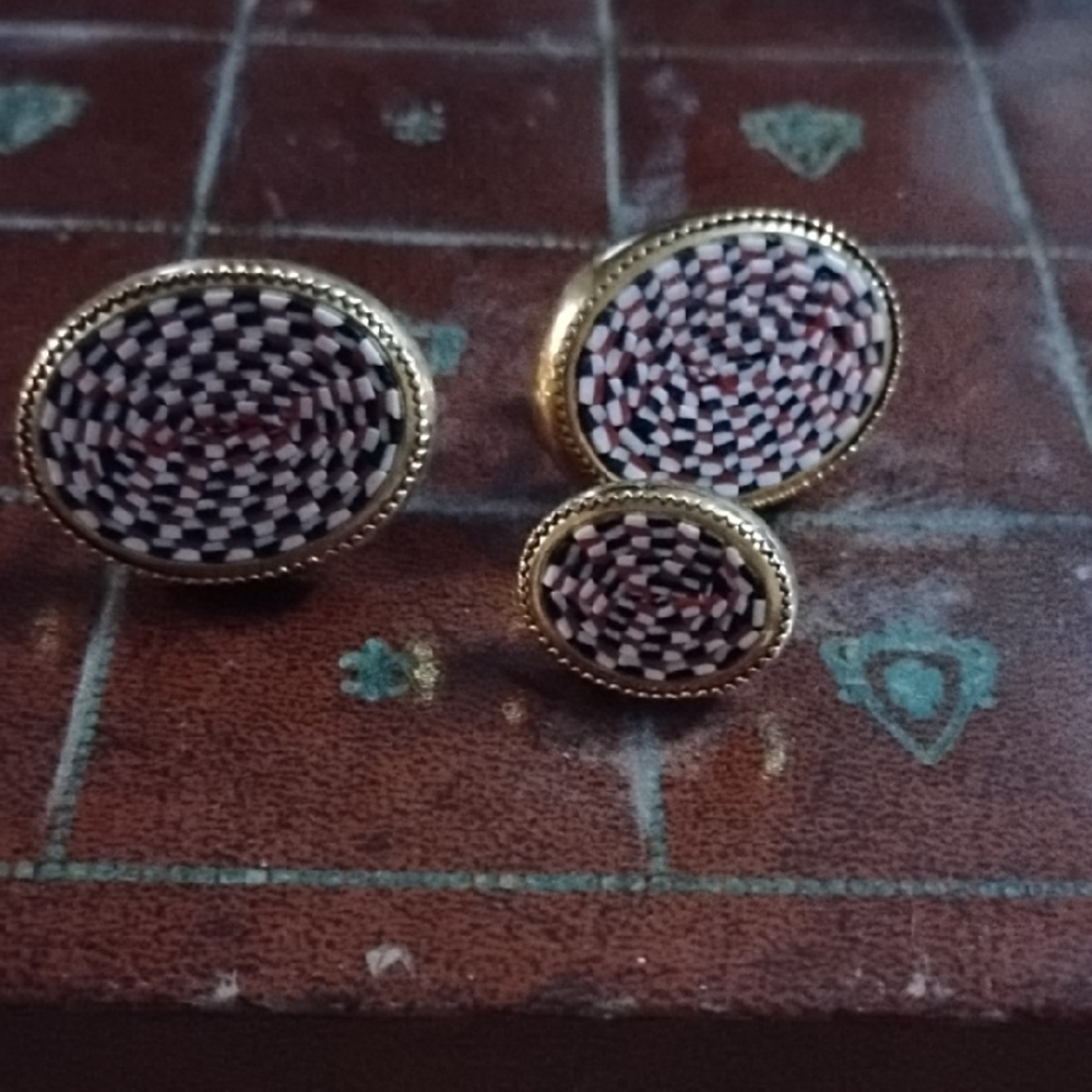Vintage Micro Mosaic Tie And Pin Set